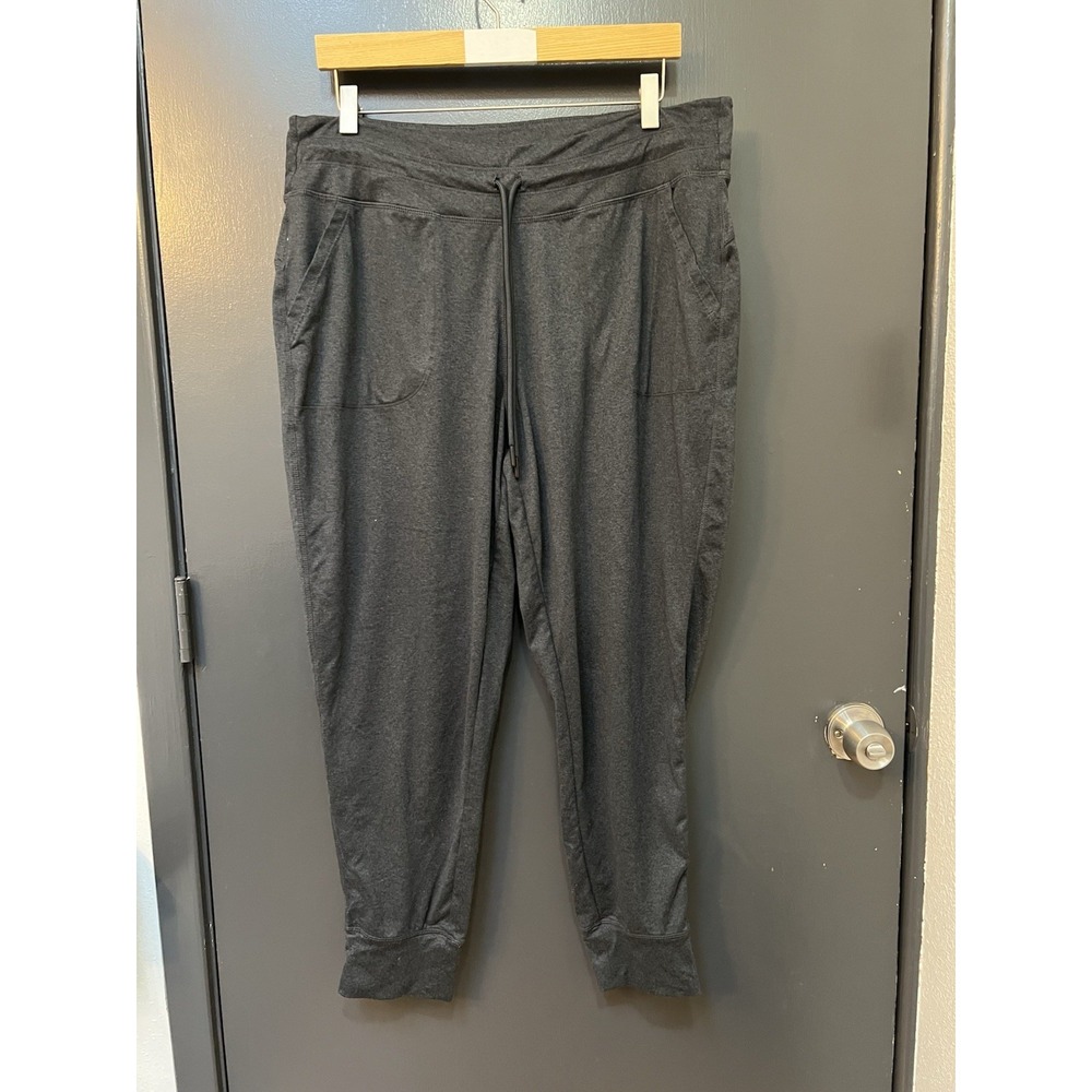 Lole Jogger Pants Womens Sz XL Gray Tapered Leg Drawstring Pockets Stretch